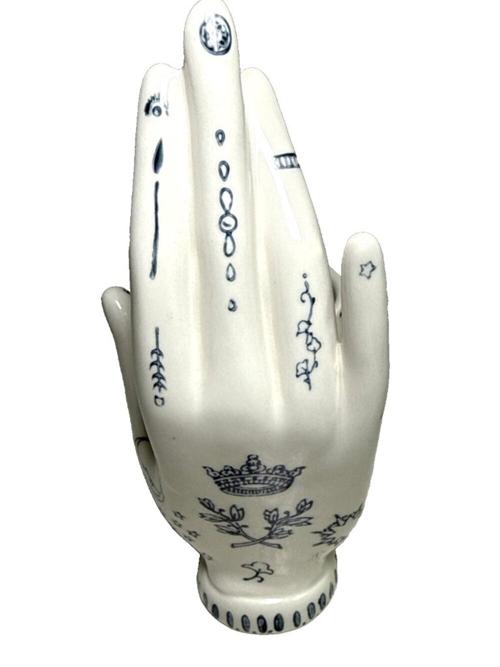 Anthropologie Lavinia Blue Ivory Ceramic Hand Pencil Cup 7" SOLD OUT - Picture 6 of 13